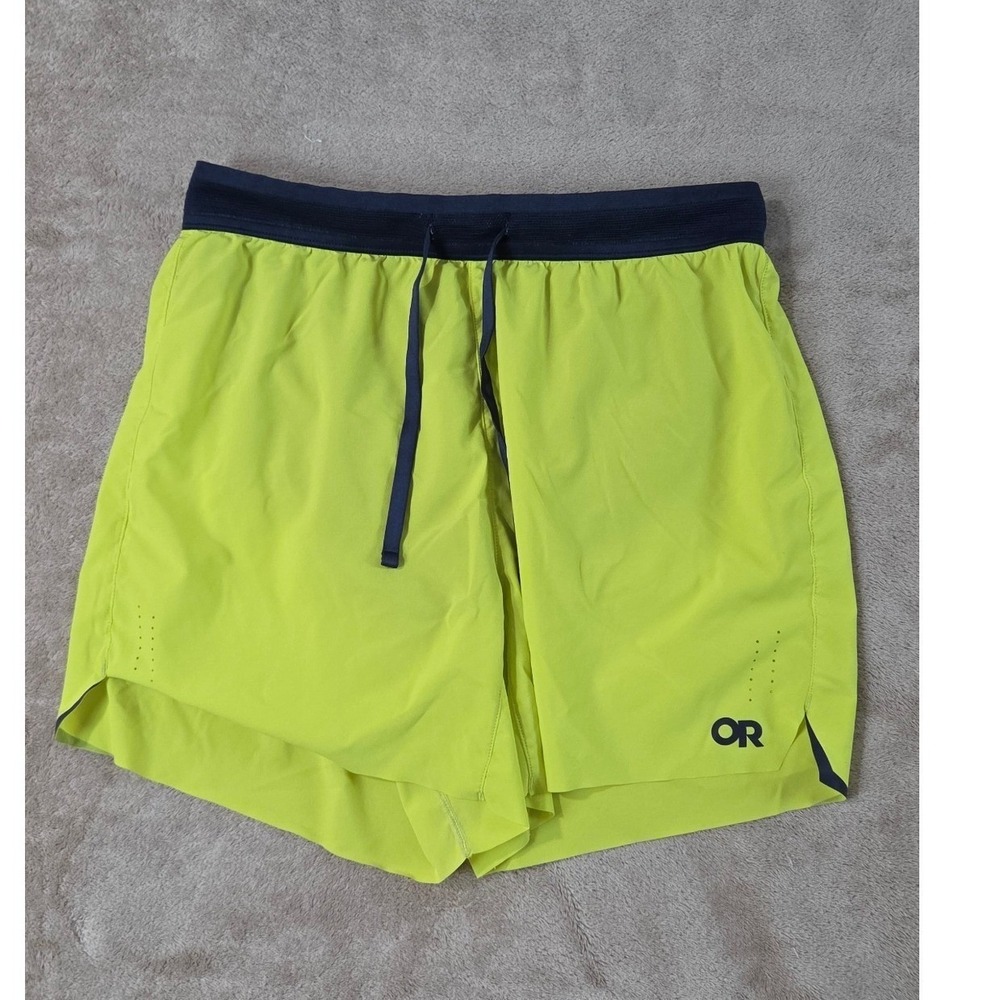 Outdoor Research Swift Lite Shorts Men's Small Neon Green Reflective Lined EUC